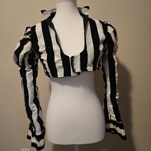 Cropped Striped Steampunk Blazer